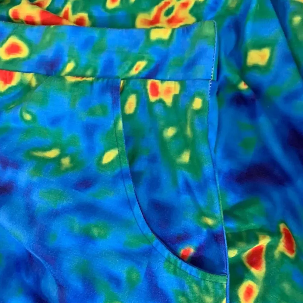 Svaha A-Line Tie Dye Heat Map Abstract Print Pull On Maxi Skirt Size M Pockets